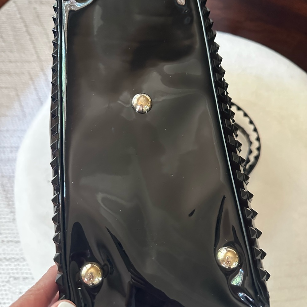 Valentino Black Patten  Leather Satchel - Picture 6 of 7